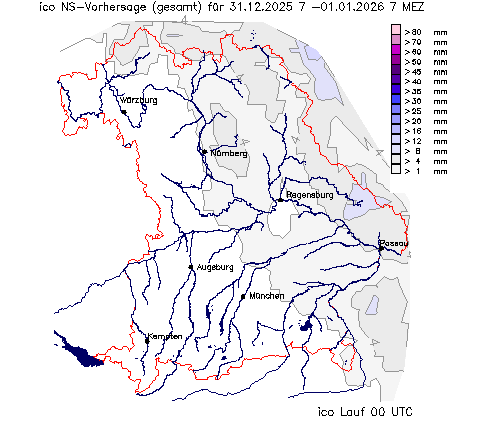 Niederschlagsvorhersage ICON vom Vortag 00 Lauf wurde nicht gefunden!